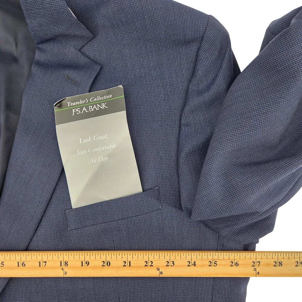 Jos. A. Bank Traveler Blazer Royal Blue Micro‎ Check Plaid Wool Sport Coat 52R
